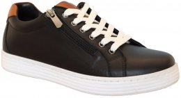 Rosa Negra Comfort Sneaker Dam / svart Tan skinnsko snörning lågsko urtagbar innersula fotriktig komfort bekväm