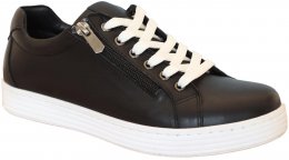 Rosa Negra Comfort Sneaker Dam / svart skinnsko snörning lågsko urtagbar innersula fotriktig komfort bekväm