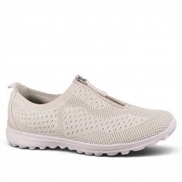 CC Resorts Stride Casual med Dragkedja beige natur vit lågsko mocka mesh memoryfoam
