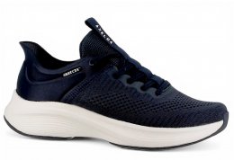 axelda karlstad sneaker Step-In slipon slipin handsfree sneaker navy blå damsko lågsko stickad textil resår fotriktig urtagbar s