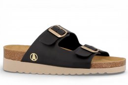 axelda tia sandal komfortsandal läder kork mjuk anatomisk arbetssko black svart beige