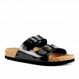 Cph-Comfort Biosandal damsandal svart black lack patent toffla läder lätt stabil bekväm fotriktig