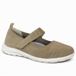 CC Resorts Casual ballerina sko resårband lågsko resår mesh memoryfoam taupe brun grön multi