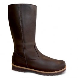 Charlotte Of Sweden Chelsea high hög stövel Boot Rough umbra brun resår zipper känga dam skinn dragkedja urtagbar fotbädd m