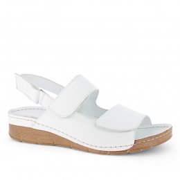 Charlotte Of Sweden Cindy vit white Sandal black skinn sandalett stötdämpande kardborre remmar