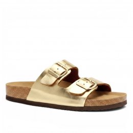 Cph-Comfort Biosandal damsandal guld gold metallic toffla läder lätt stabil bekväm fotriktig