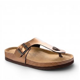 Cph-Comfort Biosandal thong tåsandal brons bronze dam sandal toffla läder skinn lätt stabil bekväm fotriktig