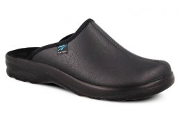 Fly Flot herrtoffla PU-Läder slip in on svart black fotriktig pisseladdar