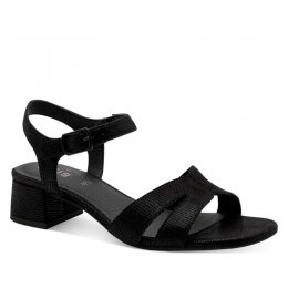 Jana zoe Softline sandalett klack damsko fest finsko kostymsko puläder textil bred läst fotriktig mjuk svart metallic