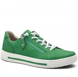 Jana sitane Soft Line grön vit green Sneaker med dragkedja Rymlig Läst h-bredd komfort memoryfoam skinn dam