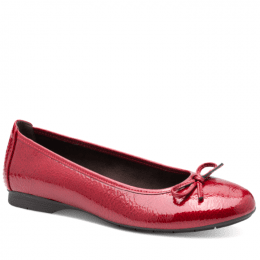 Jana panama Softline Ballerinasko lack damsko lågsko finsko kostymsko puläder textil bred läst fotriktig mjuk röd red