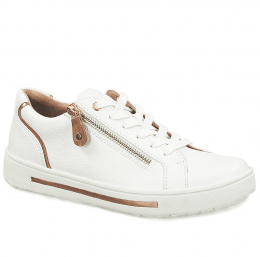 White Rosegold Jana sitane Soft Line rosa vit guld Sneaker med dragkedja Rymlig Läst h-bredd komfort memoryfoam skinn dam