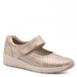 jana softline ellie lågsko ballerina hålmönster slejf fotriktig foam mjuk fotbädd rose gold guld