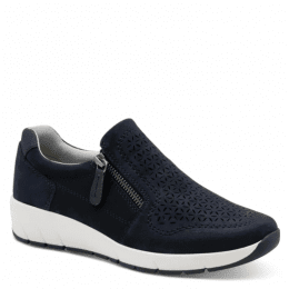 jana softline evi eloq lågsko hålmönster dragkedja fotriktig foam mjuk fotbädd sommar navy blå