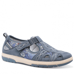 Jana halo sandalsko lågsko hallux valgus walking promenad denim blå rymlig läst tygsko fotriktig komfortsko eva memoryfoam