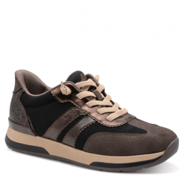 Jana step in slip on Soft Line Sneaker dam black comb svart grå beige Rymlig läst h-bredd komfort bekväm fotriktig walking prome