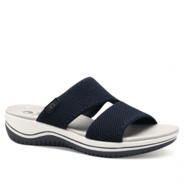 Jana Coshy Unno Sandal navy marinblå tvättbar hallux valgus problemfot comfort textil komfort fritid dam relax fit rymlig läst