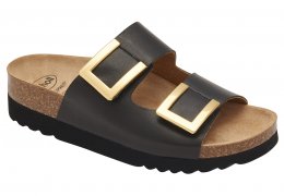 Scholl monterey 2 WG AD black gold anatomisk biosandal kardborre remmar arbetsskor