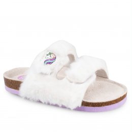 pax arabella Vit fuskpäls Sköna fluffiga sandaler från PAX. Med enkel knäppning och skön komfort för foten.