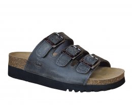 Scholl Rio WG AD läder Anthracite grå anatomisk biosandal fotriktig