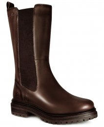 rosa negra chelsea boots kängor skinn mörkbrun dark brown dam resår högt skaft grov sula
