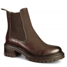 rosa negra chelsea boots kängor skinn mörkbrun brown dam resår högt skaft grov sula