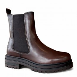 rosa negra chelsea boots kängor skinn dark brown mörkbrun dam resår dragkedja