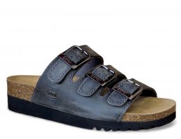 Scholl Rio WG AD läder Anthracite grå anatomisk biosandal fotriktig