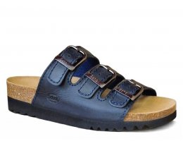 Scholl Rio WG AD läder mörkblå Navy anatomisk biosandal fotriktig