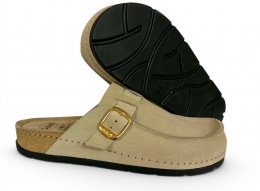 Scholl Bora Moccasin beige ljusbrun läder anatomisk biosandal fotriktig