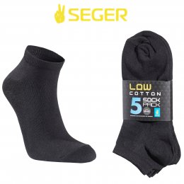 seger low cotton låga bomulls strumpor unisex mjuka sköna svarta black 5-pack