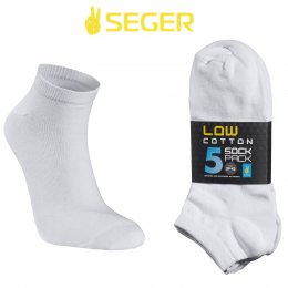 seger low cotton låga bomulls strumpor unisex mjuka sköna vita white 5-pack