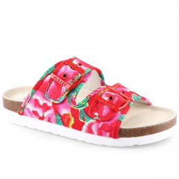 Sköna Marie ellie Biosandal röd multi red blommig fotriktig
