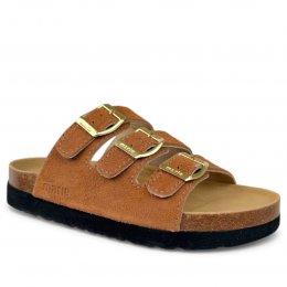 Sköna Marie Emma Biosandal brandy fotriktig kork mocka läder