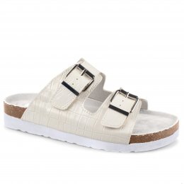 Sköna Marie Lova Biosandal white vit lack fotriktig kork läder