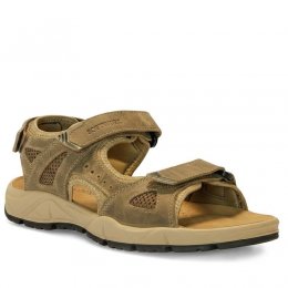 softwork comfort sandal herr läder remmar kardborre olive grön brun