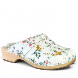 td brands lola blommig Träsko smed vit blå rosa läder blommor svenska