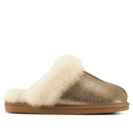 Woollies Fårskinnstofflor Slip-On guld gold offwhite päls fårull slipin slipon