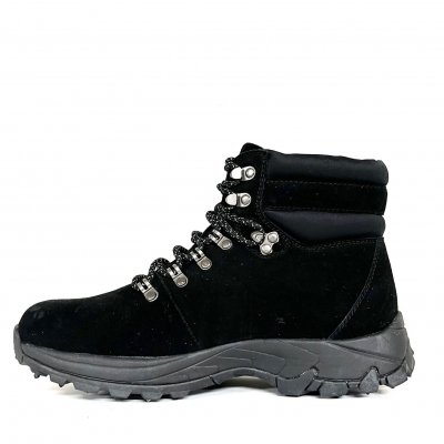 Eskimo Vinterboots dubbar svart black ll mocka snörning broddar varmfodrad