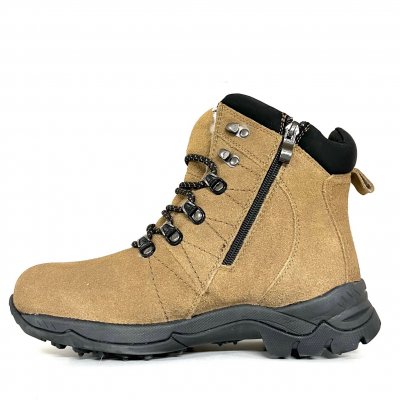 Eskimo sand beige is snö halka Vinterboots Dam Känga mocka dragkedja dubbar broddar varmfodrade