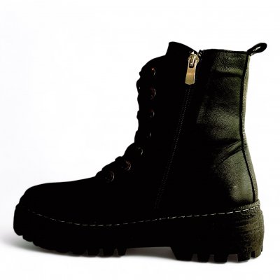 Andrea Conti Charlotte Of Sweden Dam black svart skinnkänga grovkänga med snörning urtagbar innersula mjuk fotriktig