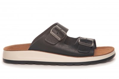 Fly Flot Damsandal Läder slip in on svart black fotriktig
