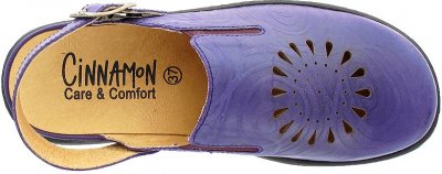 Cinnamon Sofia lila träsko, fällbar rem, perforerat mönster