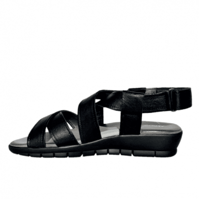 Aerosoles Hand Writing Sandalblack svart memoryfoam komfort skum kardborrelås fotriktig läder skinn dam