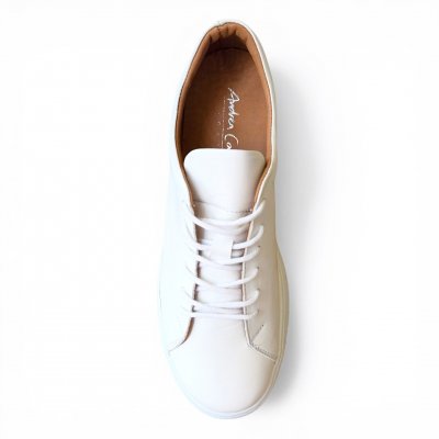 Charlotte Andrea conti hög sula Sneaker Dam tjej white vit skinnsko snörning lågsko urtagbar innersula