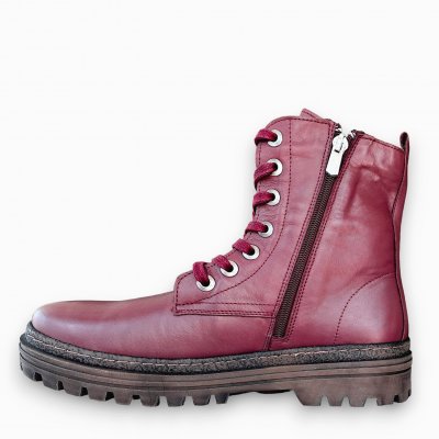 Andrea Conti / Charlotte Of Sweden / Boots med snörning plommon lila resår zipper känga dam skinn dragkedja urtagbar fotbädd mju