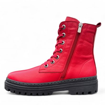 Andrea Conti Charlotte Of Sweden Boots med snörning chili röd resår zipper känga dam skinn känga dragkedja urtagbar fotbädd mjuk