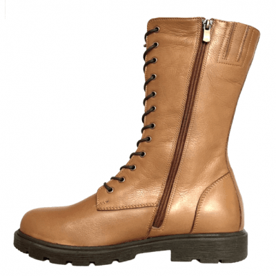 Andrea Conti / Charlotte Of Sweden / Stövel med Snörning brown brun resår zipper känga dam skinn dragkedja urtagbar fotbädd mju