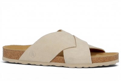 Axelda abbie offwhite sandal ljus beigem kork mjuk toffla fotriktig