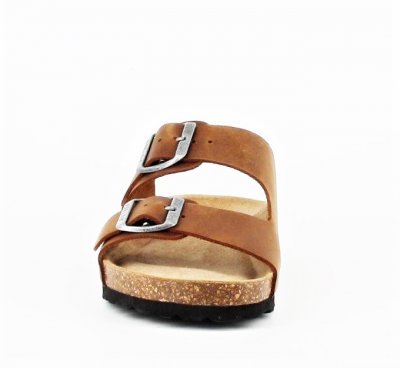 axelda andrea skinn mocka sandal komfortsandal mjuk kork anatomisk arbetssko camel brun brown